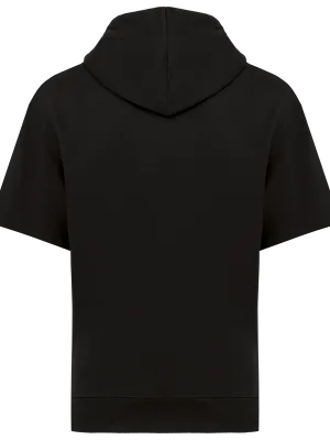 Sweat-shirt écoresponsable à capuche à épaules tombantes manches courtes French Terry unisexe – Black