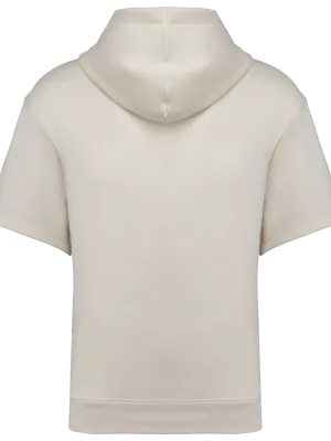 Sweat-shirt écoresponsable à capuche à épaules tombantes manches courtes French Terry unisexe – Ivory