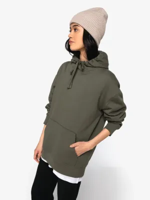 Sudadera sostenible con capucha y hombros caídos de felpa cepillada unisex