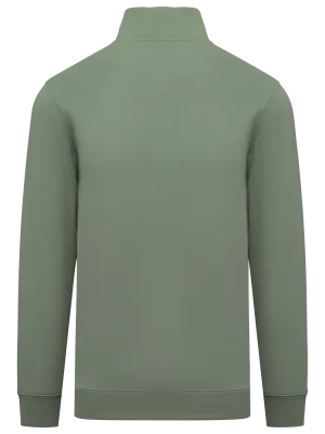 Sudadera sostenible de cuello alto con cremallera de hombre – Moss green