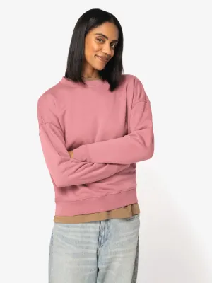 Eco-friendly ladies' dropped shoulders round neck sweatshirt