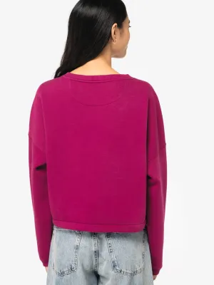 Sweat-shirt écoresponsable à col rond oversize crop femme