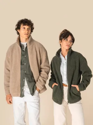 Unisex sherpa dropped shoulders full zip sweatshirt