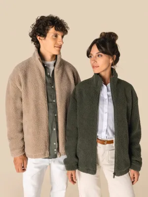 Unisex sherpa dropped shoulders full zip sweatshirt