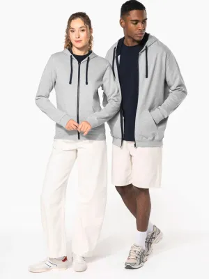 Sweat-shirt zippé capuche contrastée
