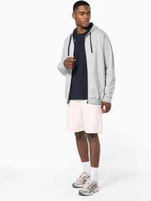 Sweat-shirt zippé capuche contrastée