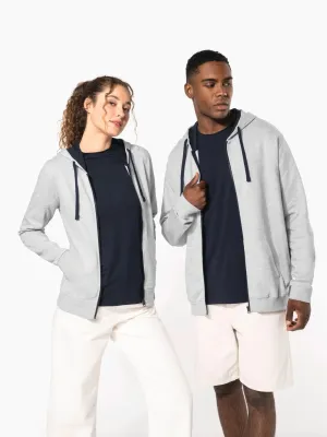 Sweat-shirt zippé capuche contrastée