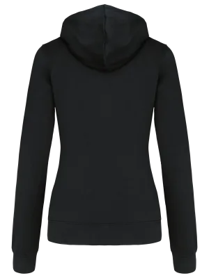 Ladies’ contrast hooded full zip sweatshirt – Black / Red