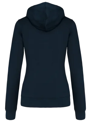 Ladies’ contrast hooded full zip sweatshirt – Navy / Fine Grey