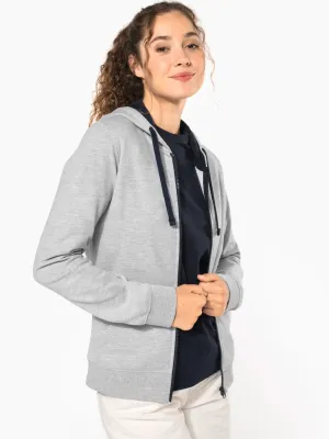 Ladies’ contrast hooded full zip sweatshirt