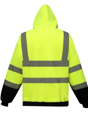 Sweat-shirt zippé capuche – Hi Vis Yellow / Navy