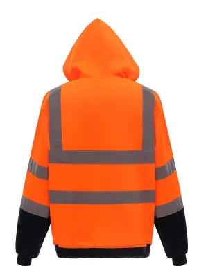 Sweat-shirt zippé capuche – Orange / Navy