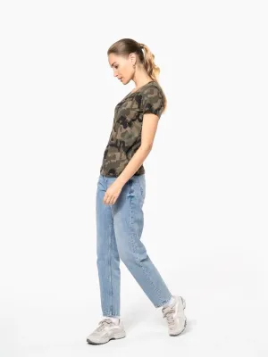 Camiseta camuflaje de manga corta de mujer