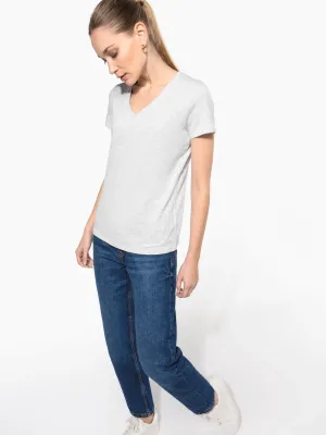 T-shirt col V manches courtes femme