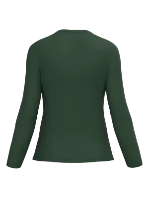 T-shirt col V manches longues femme – Forest Green