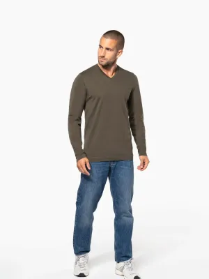 Men's long-sleeved V-neck T-shirt