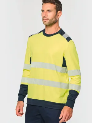 Camiseta de seguridad reciclada de cuello redondo y manga larga unisex