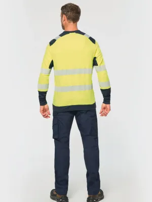 Camiseta de seguridad reciclada de cuello redondo y manga larga unisex
