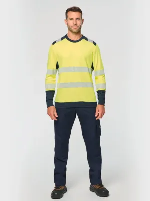 Camiseta de seguridad reciclada de cuello redondo y manga larga unisex