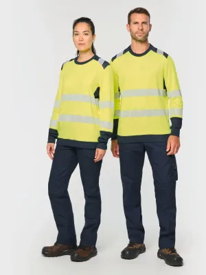 Camiseta de seguridad reciclada de cuello redondo y manga larga unisex