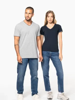 Camiseta de punto piqué con cuello en V de hombre
