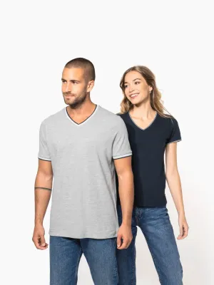 Camiseta de punto piqué con cuello en V de hombre