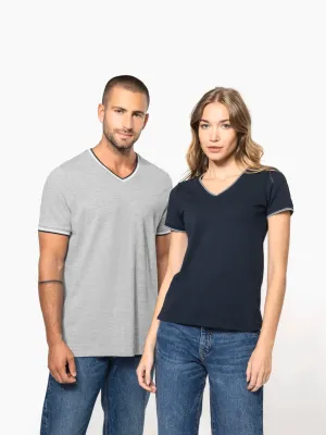 Camiseta de punto piqué con cuello en V de hombre