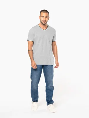 Camiseta de punto piqué con cuello en V de hombre