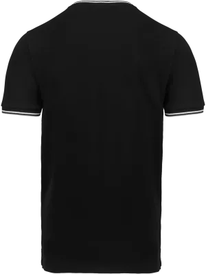Camiseta de punto piqué con cuello en V de hombre – Black / Light Grey / White