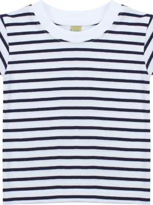 T-shirt rayé manches courtes – White / Oxford Navy