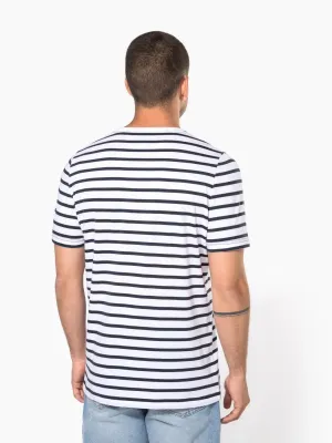 T-shirt rayé marin avec poche manches courtes homme