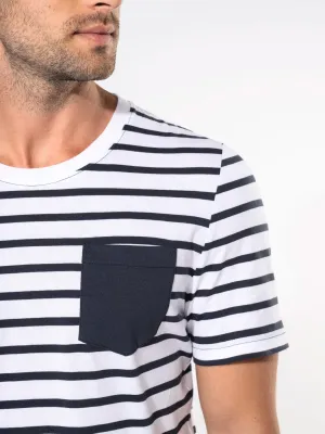 T-shirt rayé marin avec poche manches courtes homme