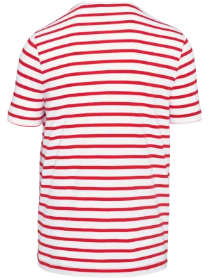 T-shirt rayé marin avec poche manches courtes homme – White / Red Stripe
