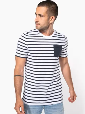 T-shirt rayé marin avec poche manches courtes homme