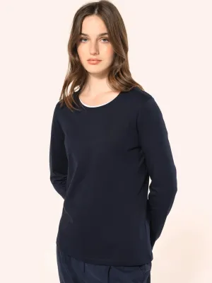 T-shirt Supima® col rond manches longues femme
