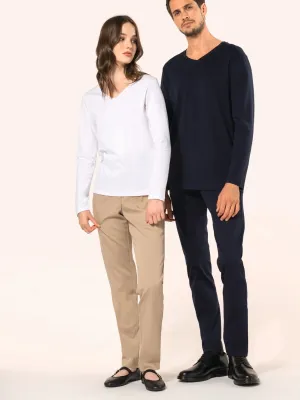 Ladies' V-neck long-sleeved Supima® t-shirt