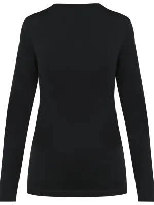 Ladies' V-neck long-sleeved Supima® t-shirt – Black