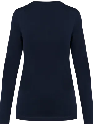 Ladies' V-neck long-sleeved Supima® t-shirt – Deep Navy