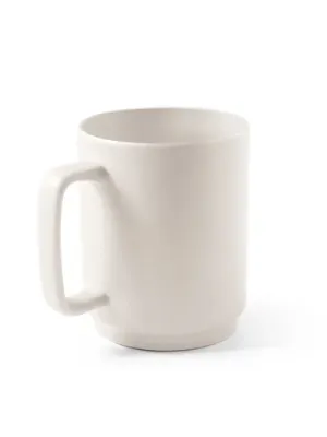 MIGHTY. Ceramic mug with cylindrical body 330 mL – Blanc cassé