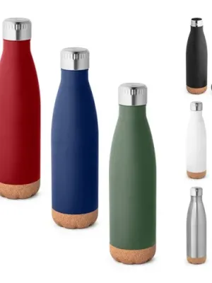 SOLBERG. Thermos 560mL en acier inox avec base en liège