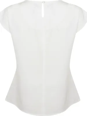 Top col plissé femme – White