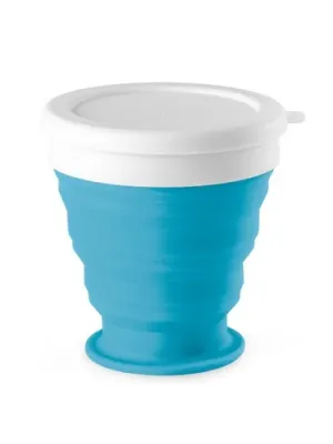 ASTRADA. Verre de voyage pliable 250mL en silicone et PP – Bleu clair