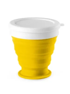 ASTRADA. Verre de voyage pliable 250mL en silicone et PP – Jaune