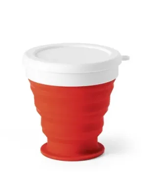 ASTRADA. Verre de voyage pliable 250mL en silicone et PP – Rouge