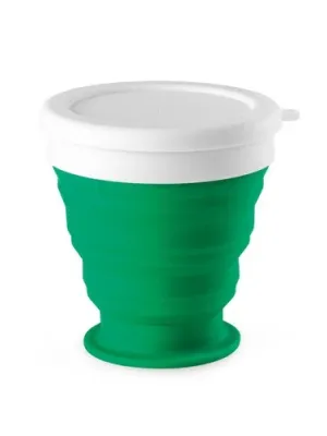 ASTRADA. Verre de voyage pliable 250mL en silicone et PP – Vert