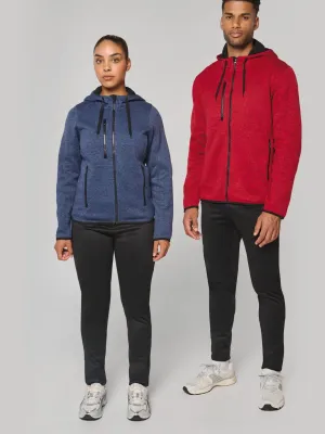 Chaqueta con capucha jaspeada de mujer