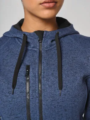 Chaqueta con capucha jaspeada de mujer