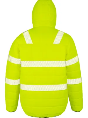 Recycled ripstop padded safety jacket – Fluorescent Yellow