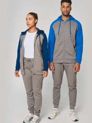 Chaqueta de felpa con cremallera y capucha bicolor unisex