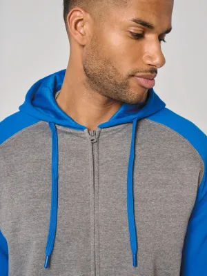 Chaqueta de felpa con cremallera y capucha bicolor unisex